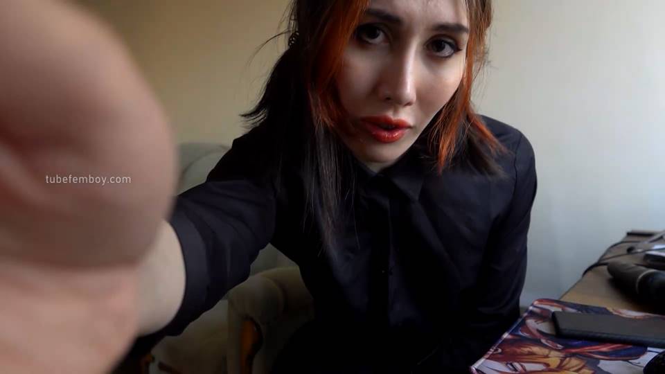 Trans in Black Suite Fuck the Pussy Toy